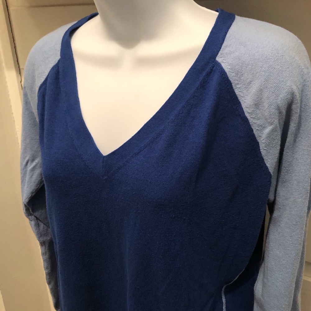 GAP blue color block v-neck sweater